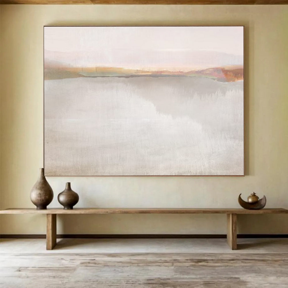 Soft - toned Landscape Abstract Painting with Pastel Hues THY120