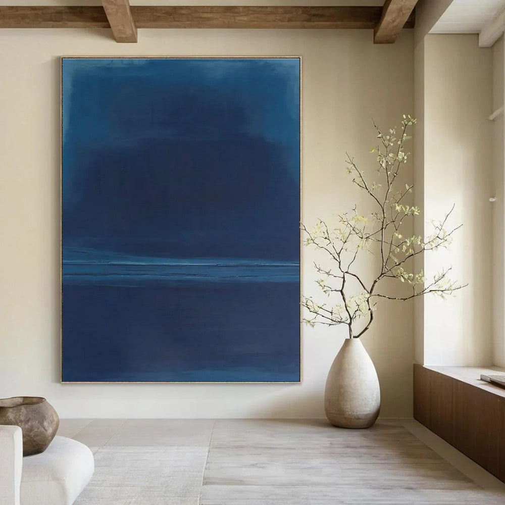 Blue Monotone Abstract Painting with Gentle Transitions ADGE474