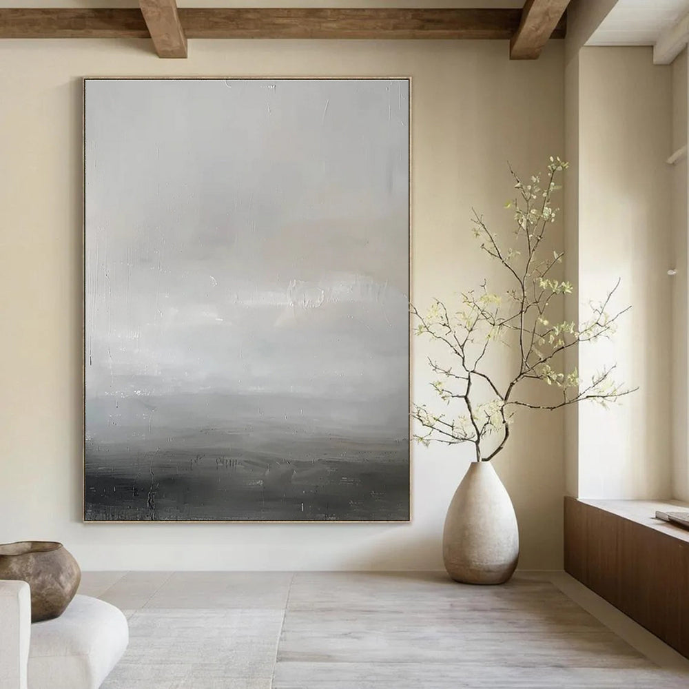 Monochromatic Gray Abstract Painting with Subtle Textures ADGE064