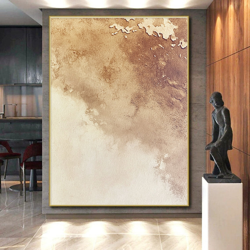 Brown and Beige Gradient Watercolor Abstract Painting with Soft Transitions GER005