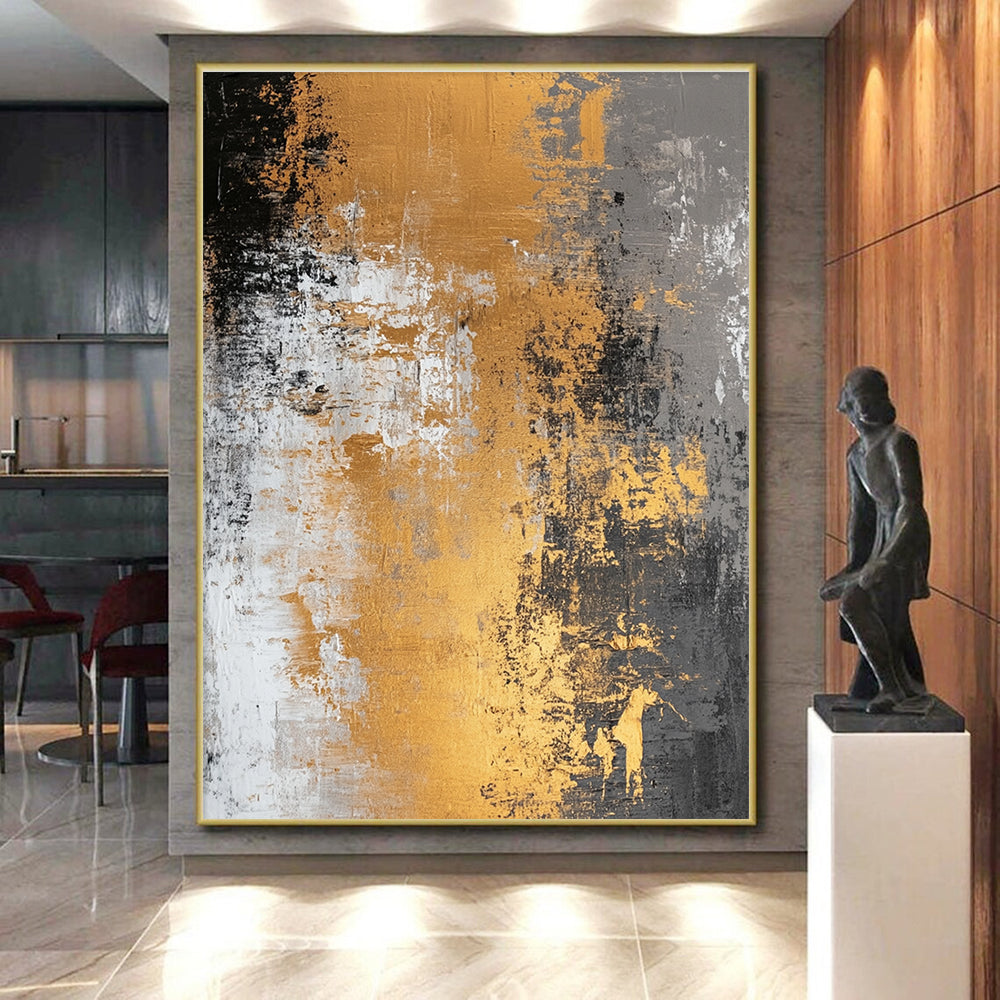 Gold - Accented Grunge Abstract with Gray, White, and Gold GER318