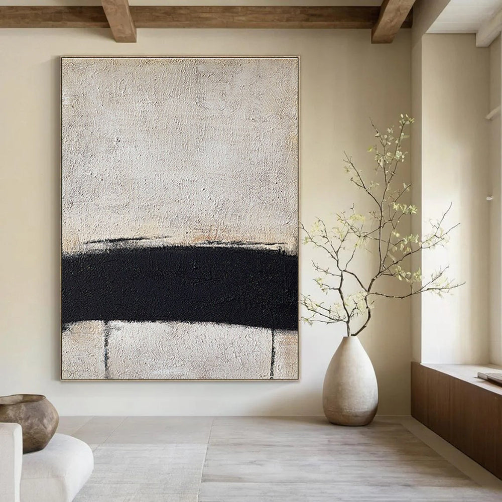 Black and White Minimalist Abstract Painting ADGE353