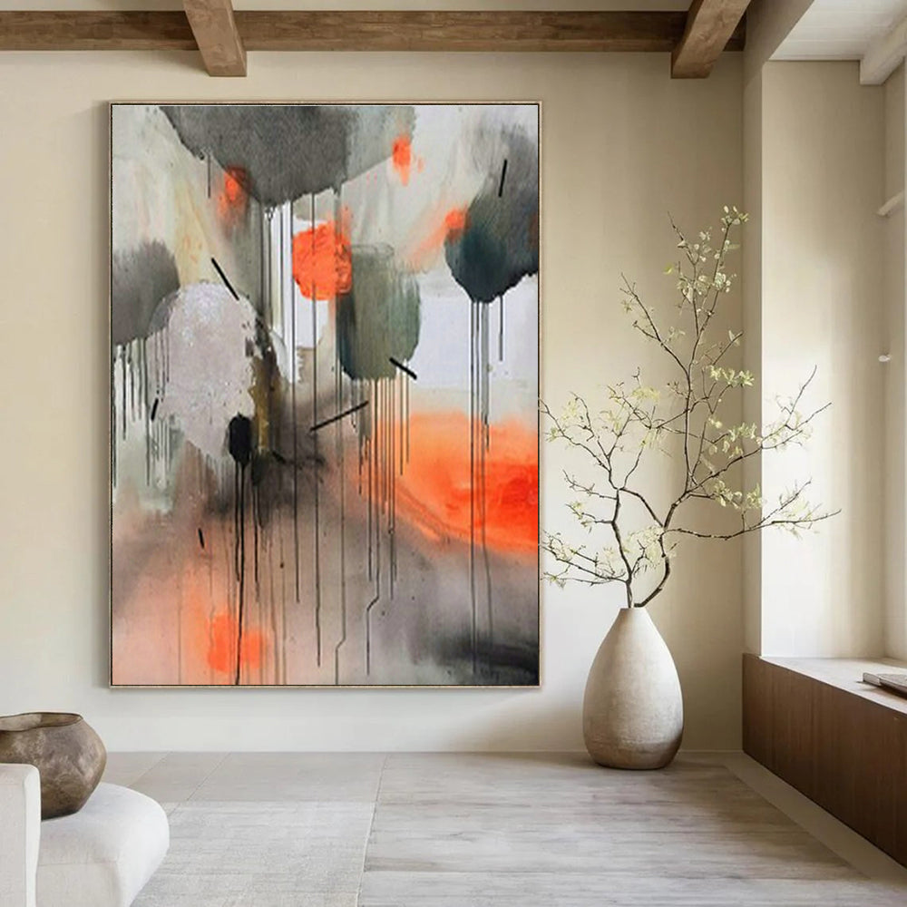 Extra-large Custom Hand-Painted Abstract Art for Dining Room Server Hutch Back Wall and Entryway Key Organizer Wall DLZ1902