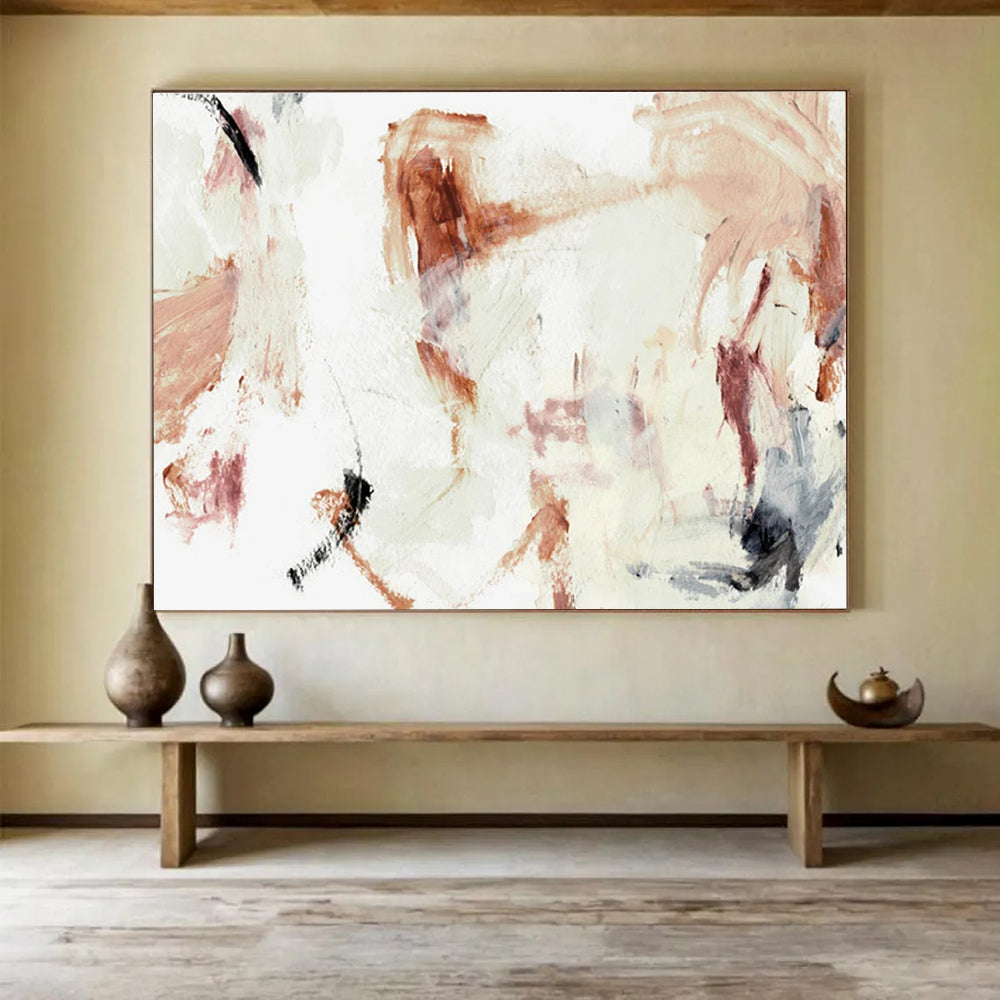 Ear THY Tone Abstract Painting with Rust and Beige Hues THY145
