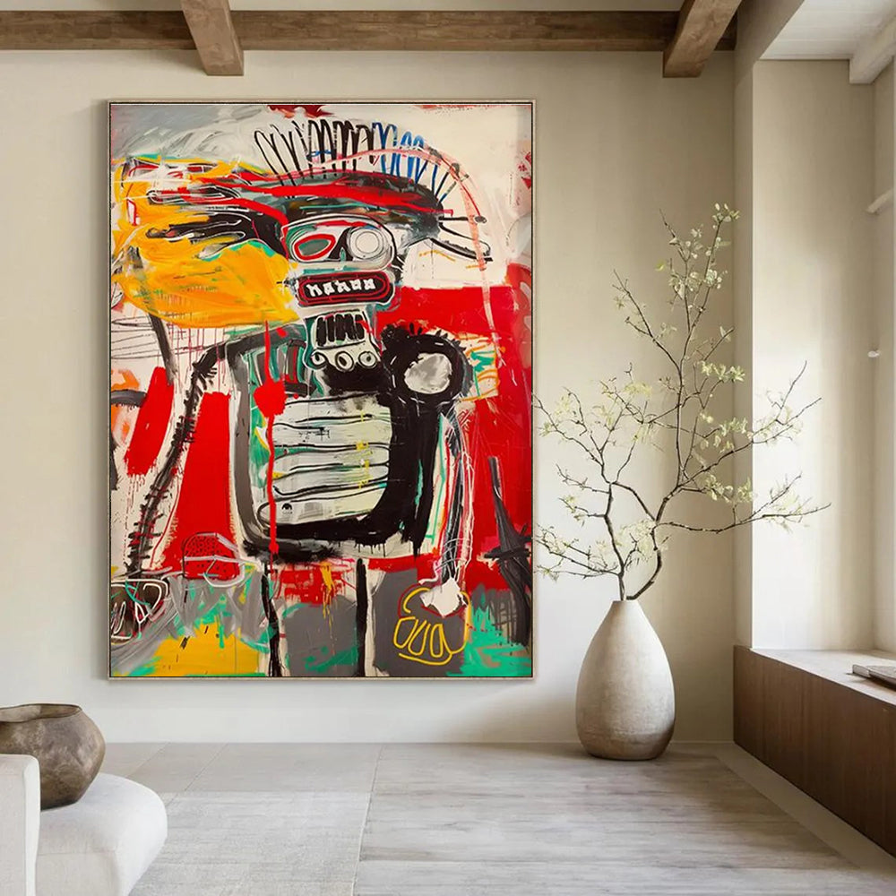 Colorful Abstract Robot Figure Painting with Dynamic Lines ADGE094