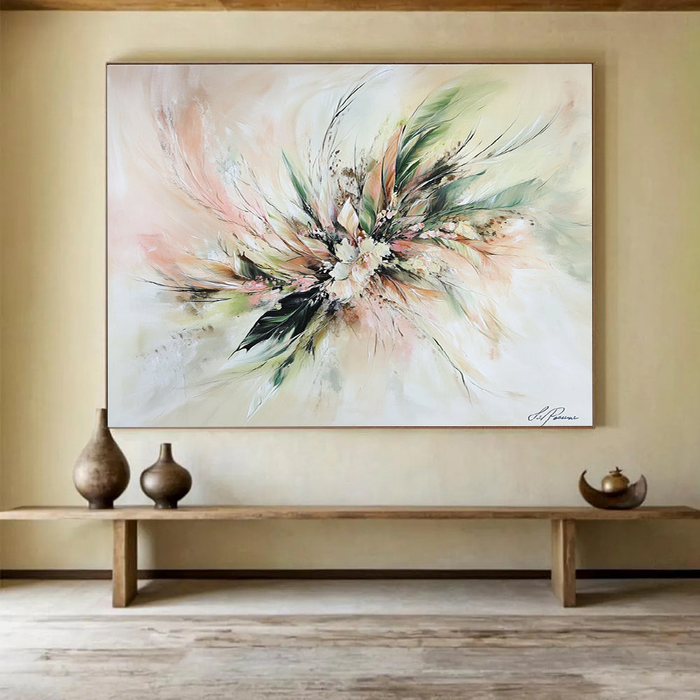 Soft - Toned Floral Abstract Painting with Delicate Brushstrokes DYP146