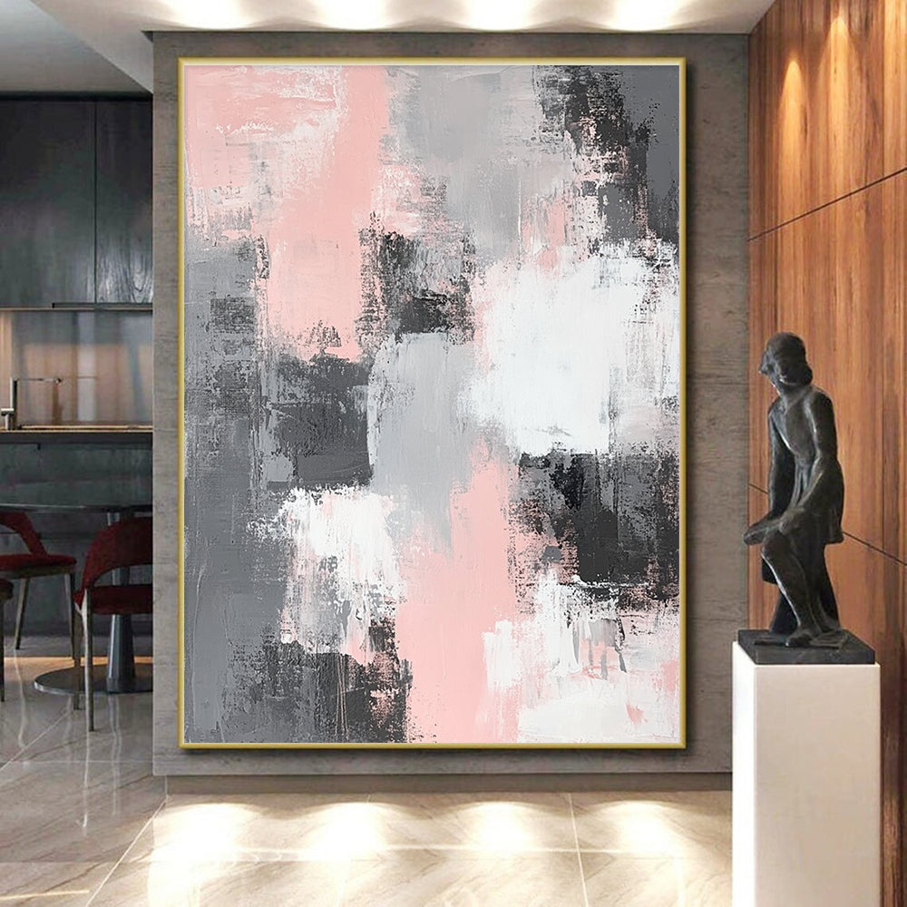 Soft Tone Abstract with Pink, Gray, and White GER317
