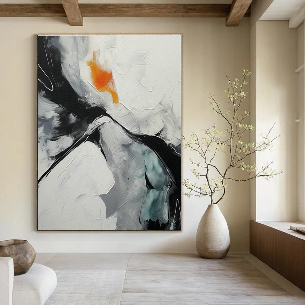 Oversized Abstract Canvases for Dining Room Double - Height Wall Picture Railings & Office Atrium Space Hanging Planter Backdrops DLZ0895