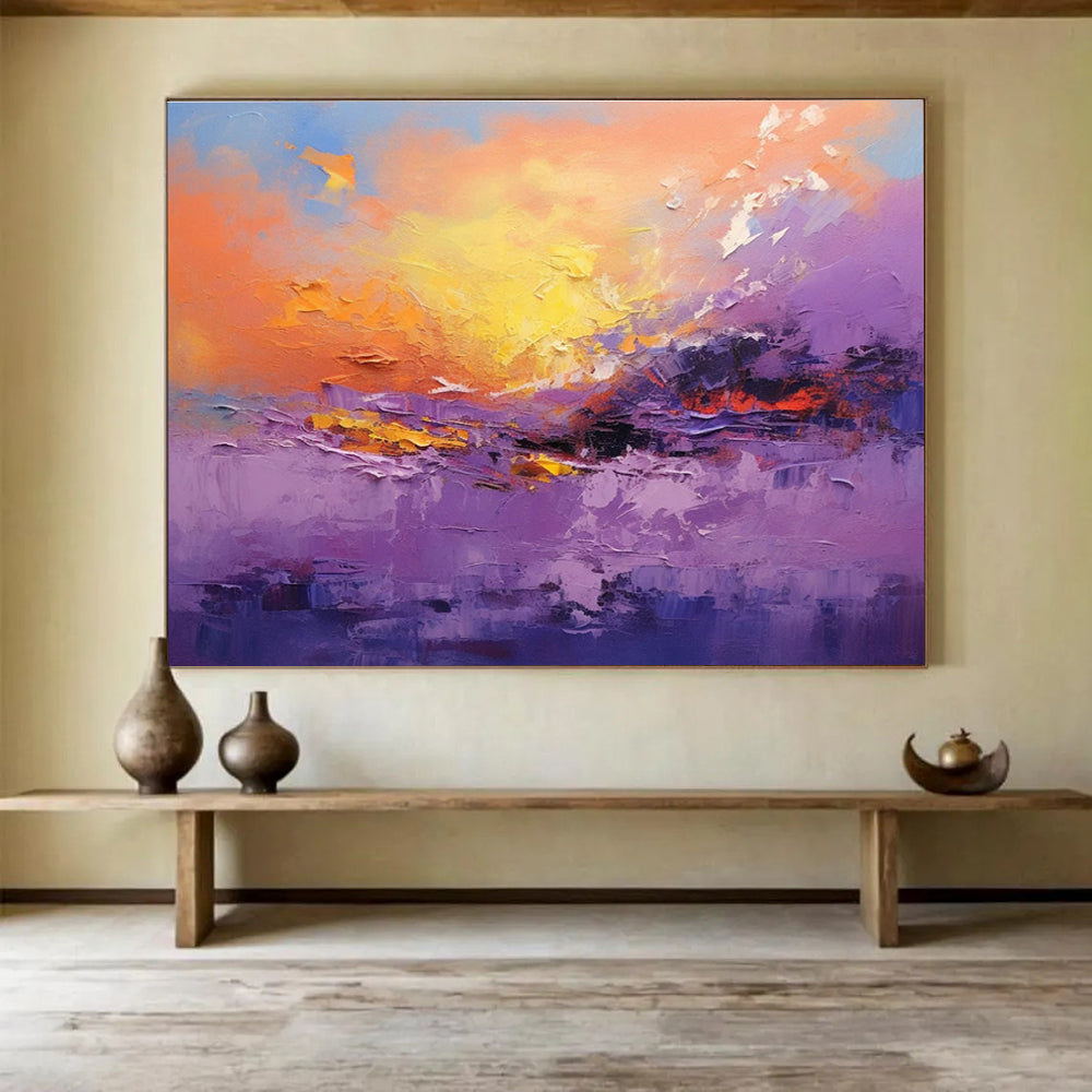Purple and Orange Tones Abstract Landscape Painting THY083