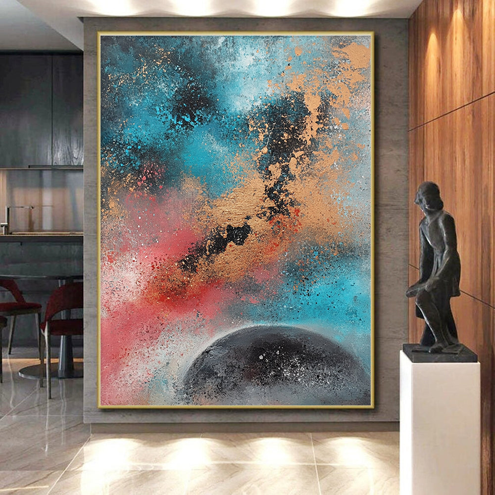 Cosmic Abstract with Blue Pink Gold and Black GER333