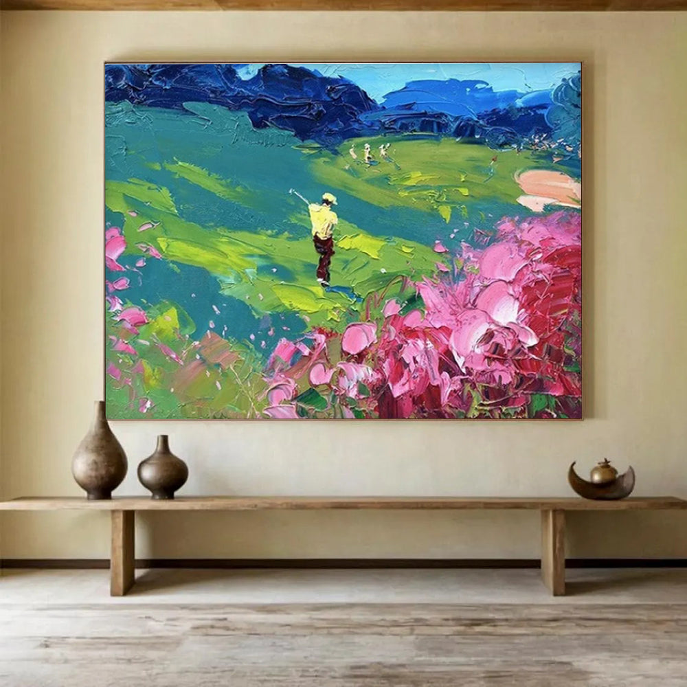 Golfer in the Green Abstract Painting THY446
