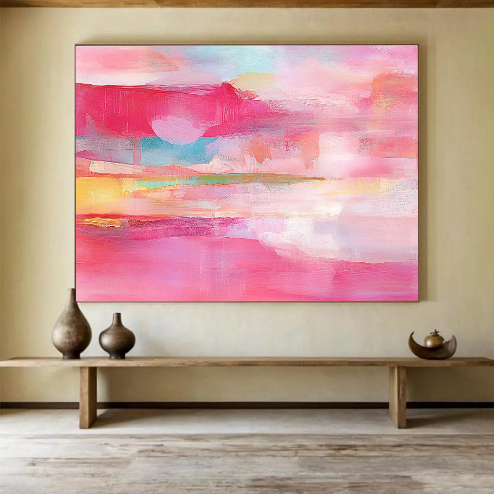 Pink Toned Abstract Landscape Painting with Soft Color Layers DYP495