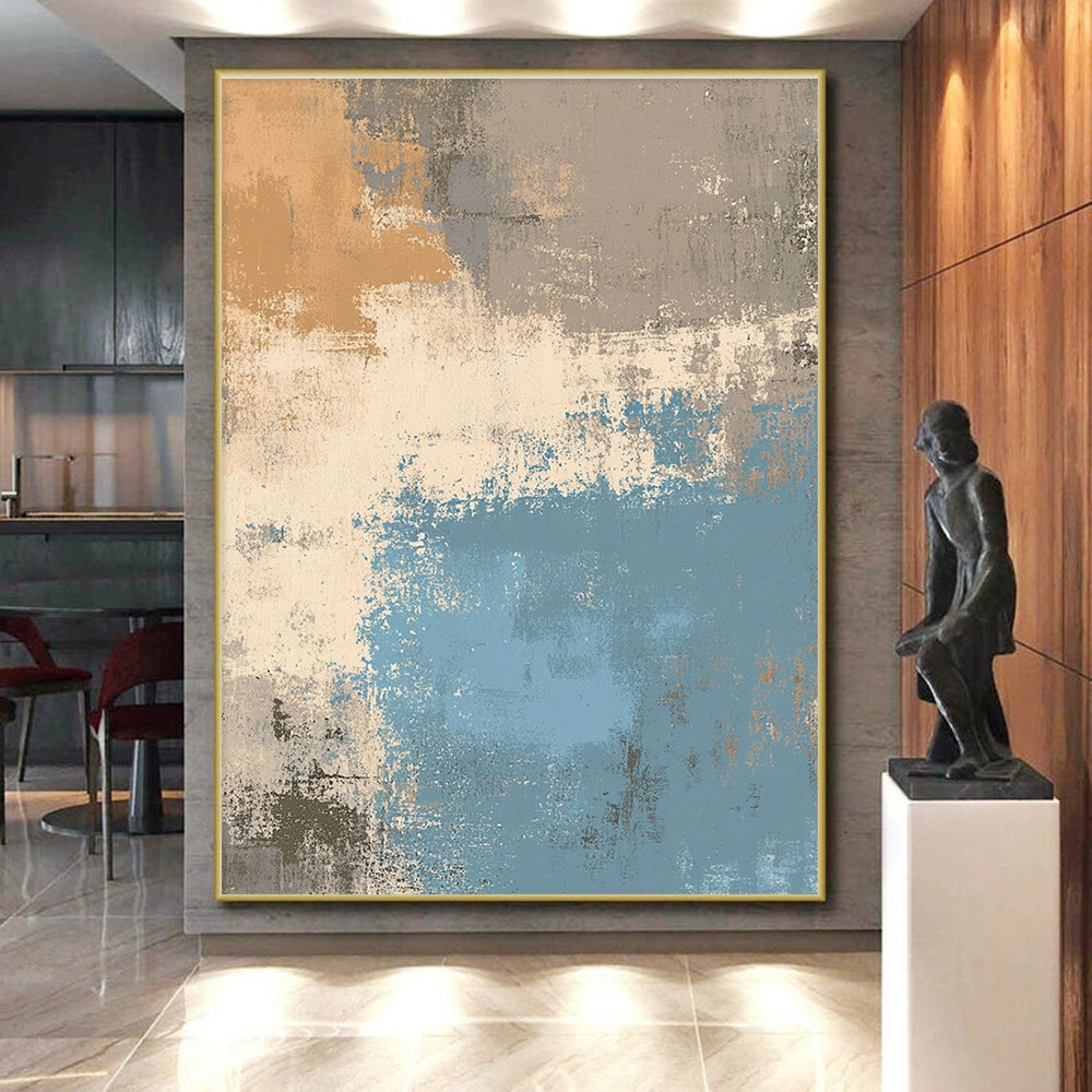 Earthy Tone Abstract with Brown Blue and White GER334