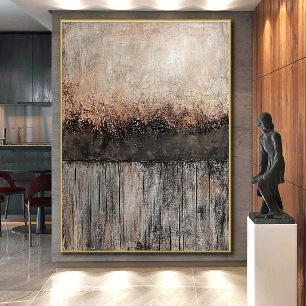 Rustic Wall and Wood - Themed Textured Abstract Painting GER252