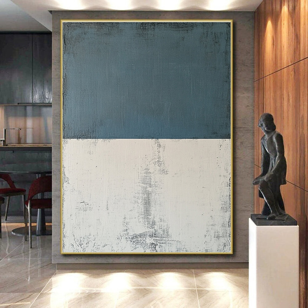 Blue and White Abstract Painting with Textured Layers GER177