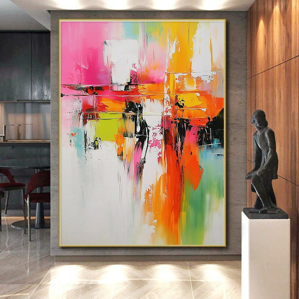 Vivid Color Block Abstract Painting with Bold Contrasts GER684