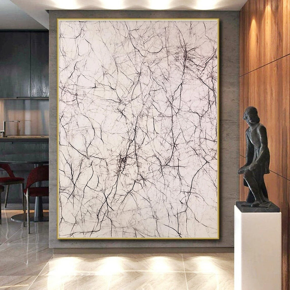 Intricate Black Line Web Abstract Painting GER875
