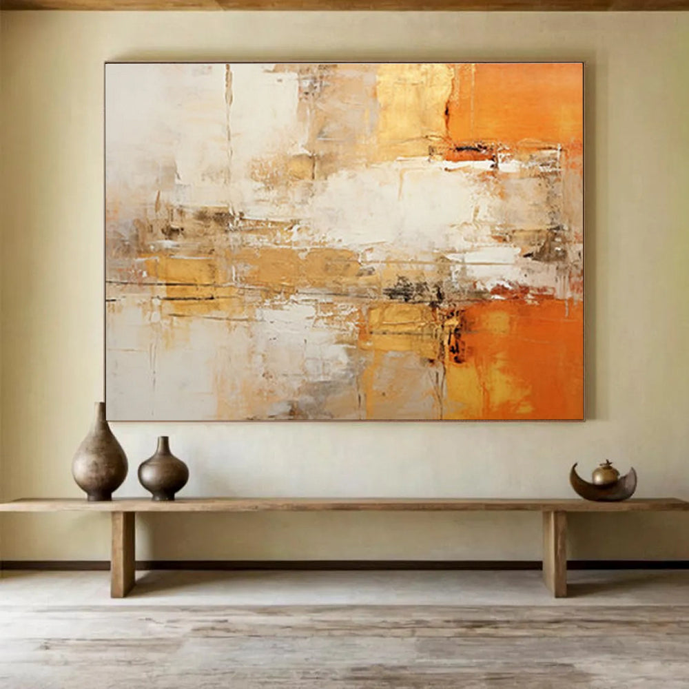 Orange Beige and White Abstract Painting THY095