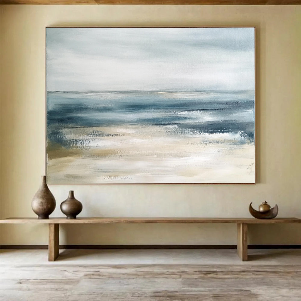 Blue Gray Sea Abstract Painting with Subtle Color Blends DYP436