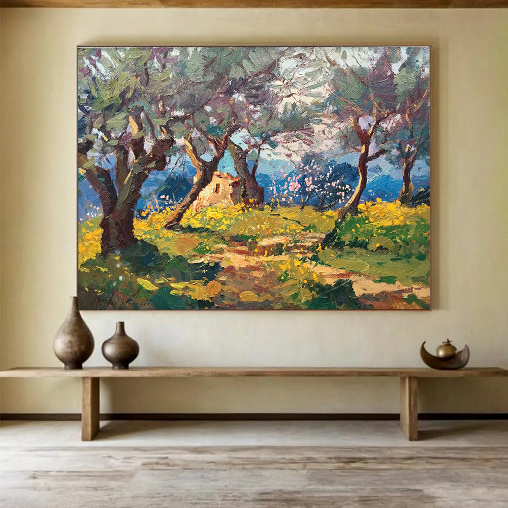 Green Yellow Olive Grove Abstract Painting THY474