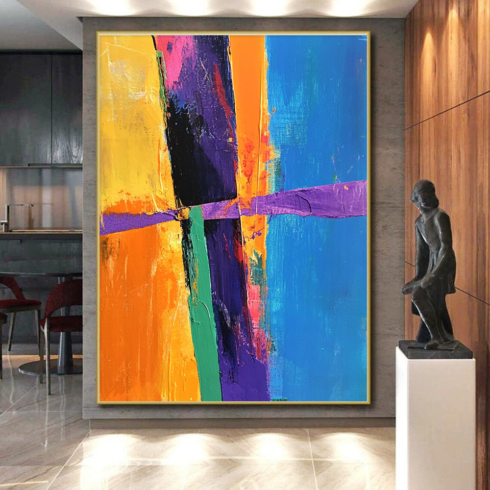 Bright Color Block Abstract Painting with Dynamic Shapes GER406