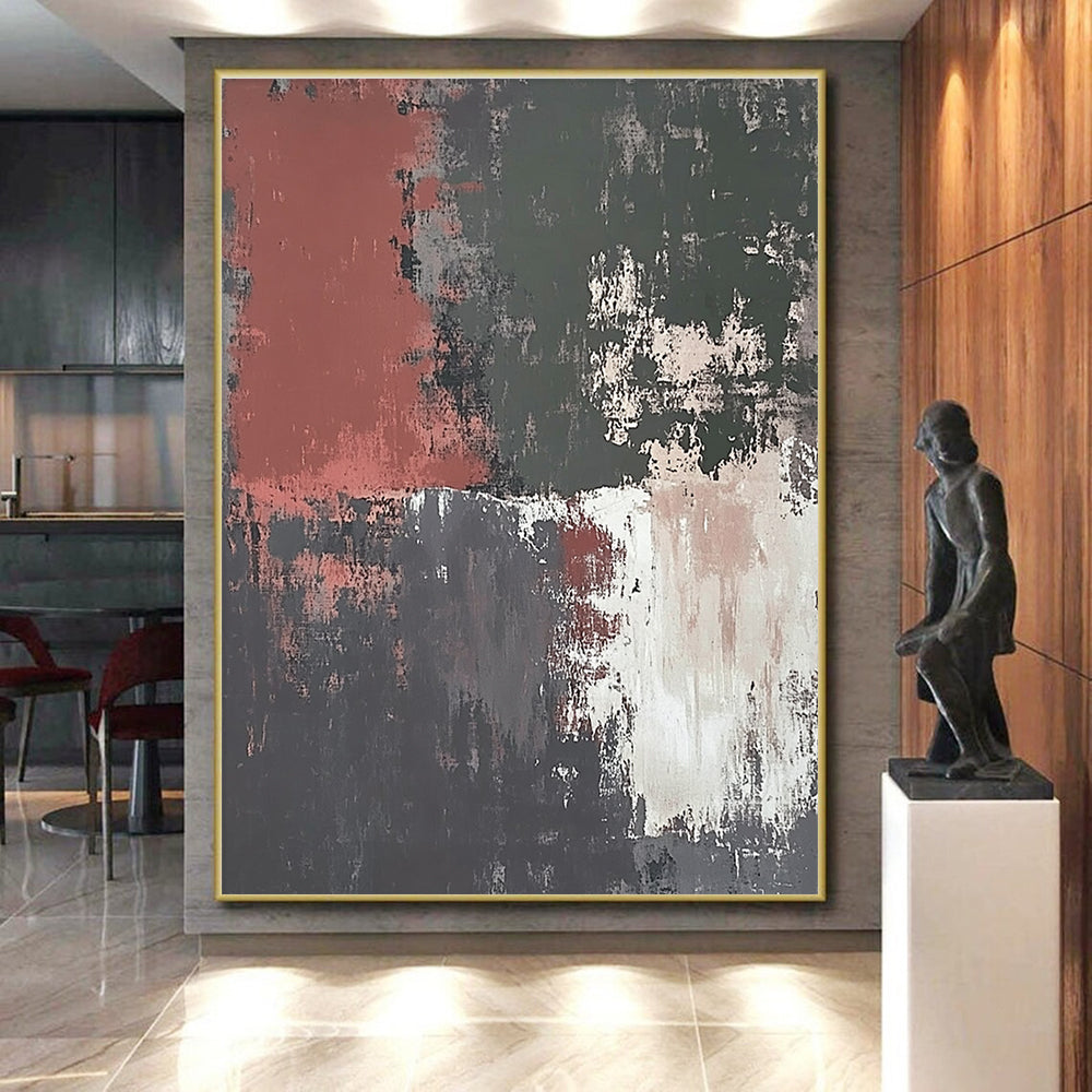 Earth - Toned Abstract with Red, Green, Gray, and White GER326