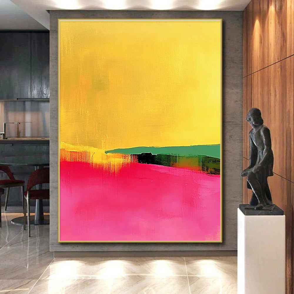Yellow Pink and Green Abstract Landscape Painting GER190