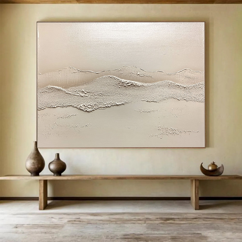 Minimalist Textured Mountains Abstract Painting in Neutral Tones DYP619