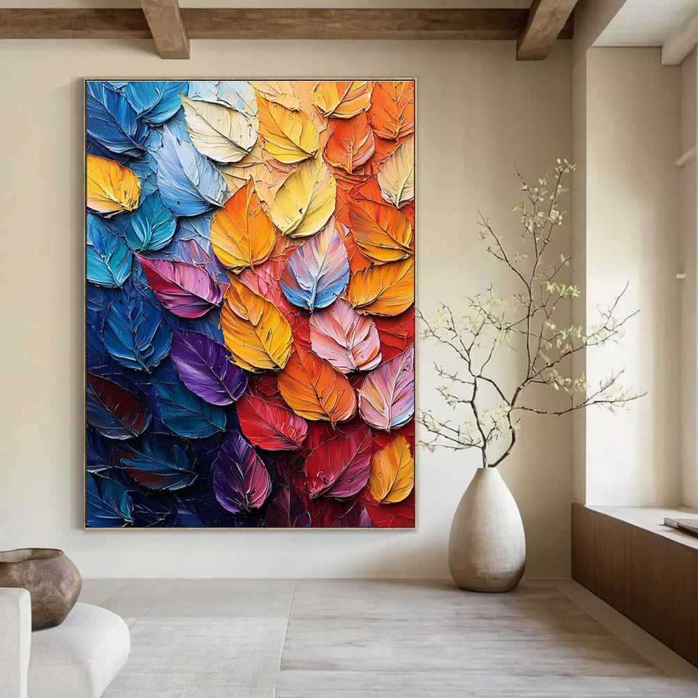 Colorful Leaf Abstract Painting with a Spectrum of Colors ADGE424