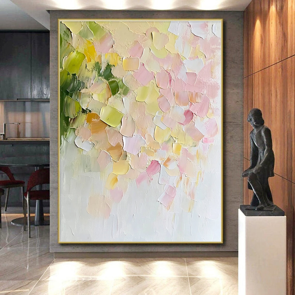 Textured Pastel Flower Abstract Painting with Impasto Technique GER415