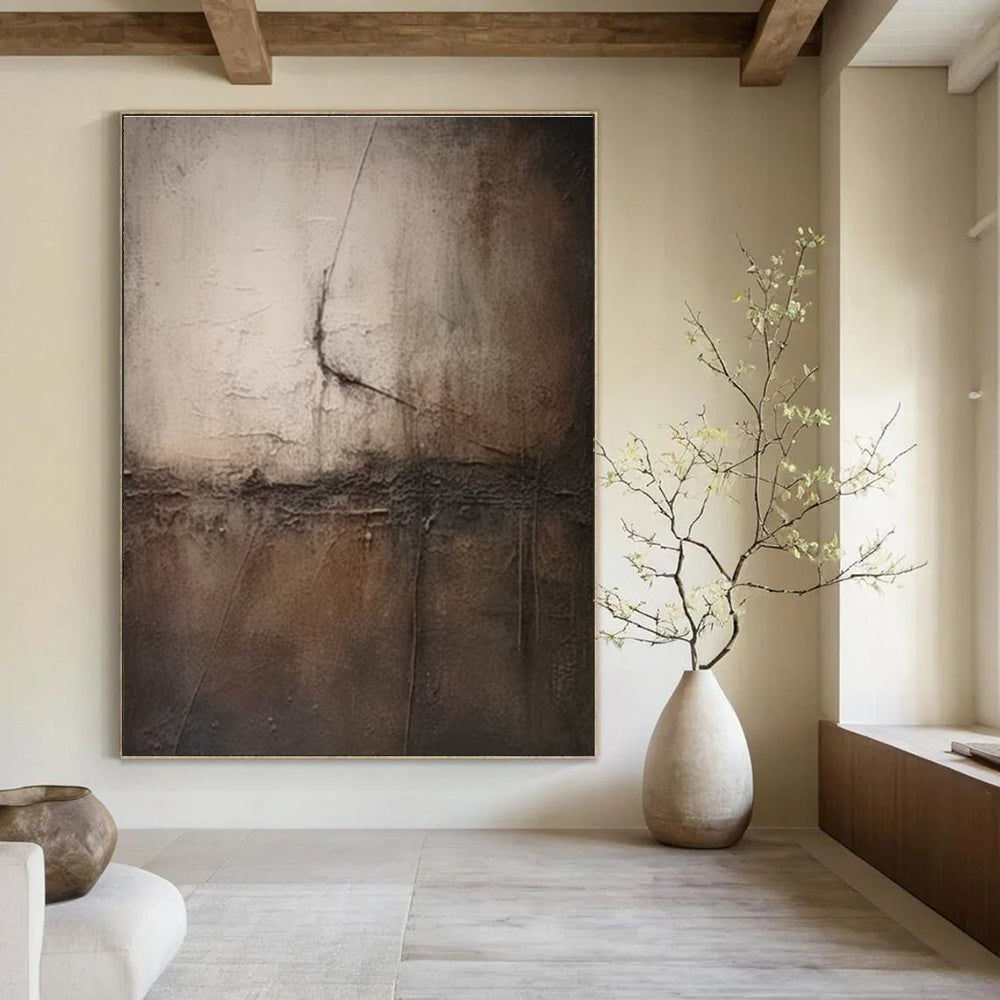 Brown and Gray Cracked - texture Abstract Painting ADGE357
