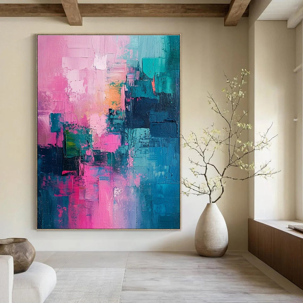 Oversized Custom Handmade Abstract Painting for Cottage Office Meeting Nook Wall and Bedroom Walk-in Closet Wall DLZ1909