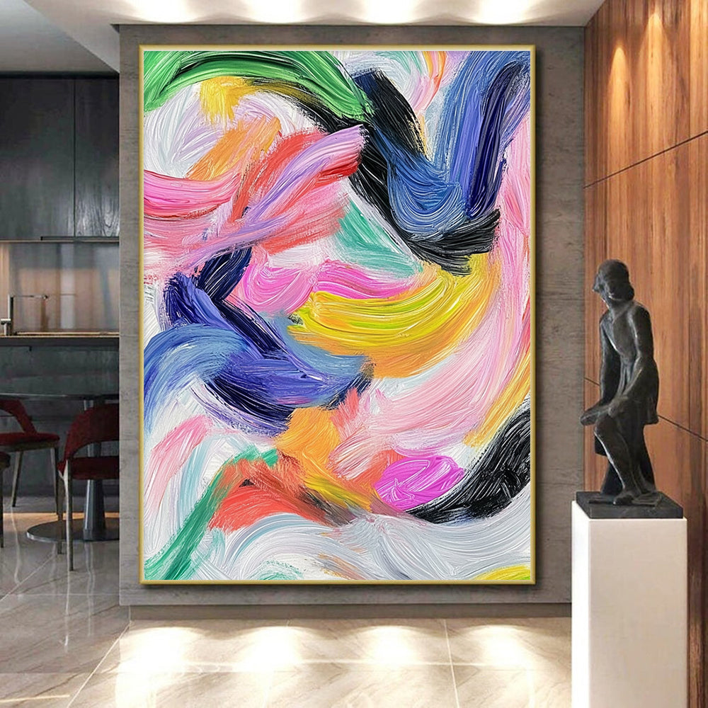 Vibrant Color Swirl Abstract Painting with Bold Brushstrokes GER231