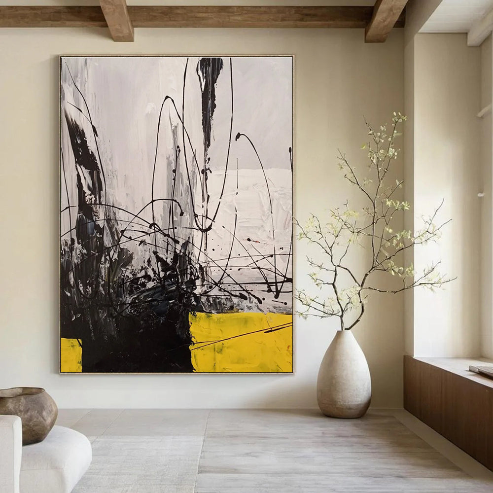 Black - line Dynamic Abstract Painting for Bold Interiors ADGE053