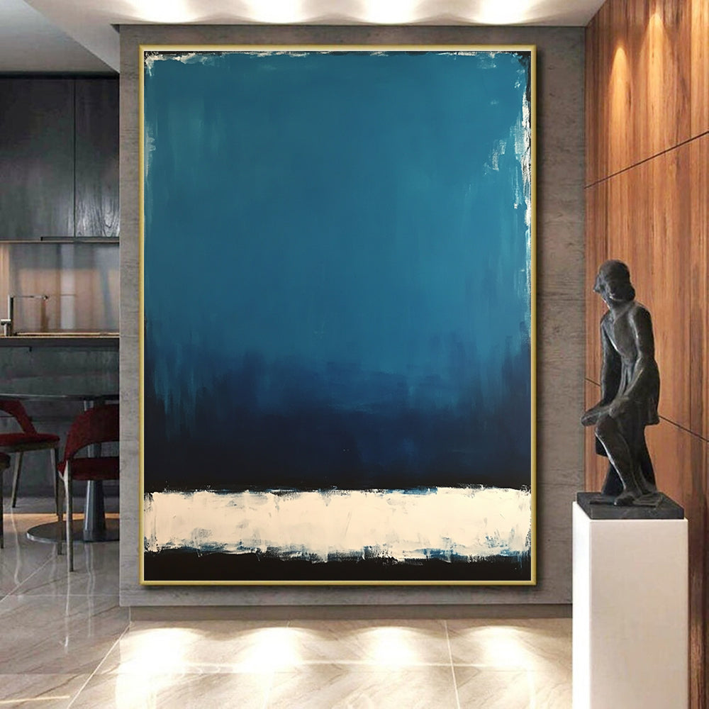 Blue and White Gradient Abstract Painting with Thick Brushstrokes GER027