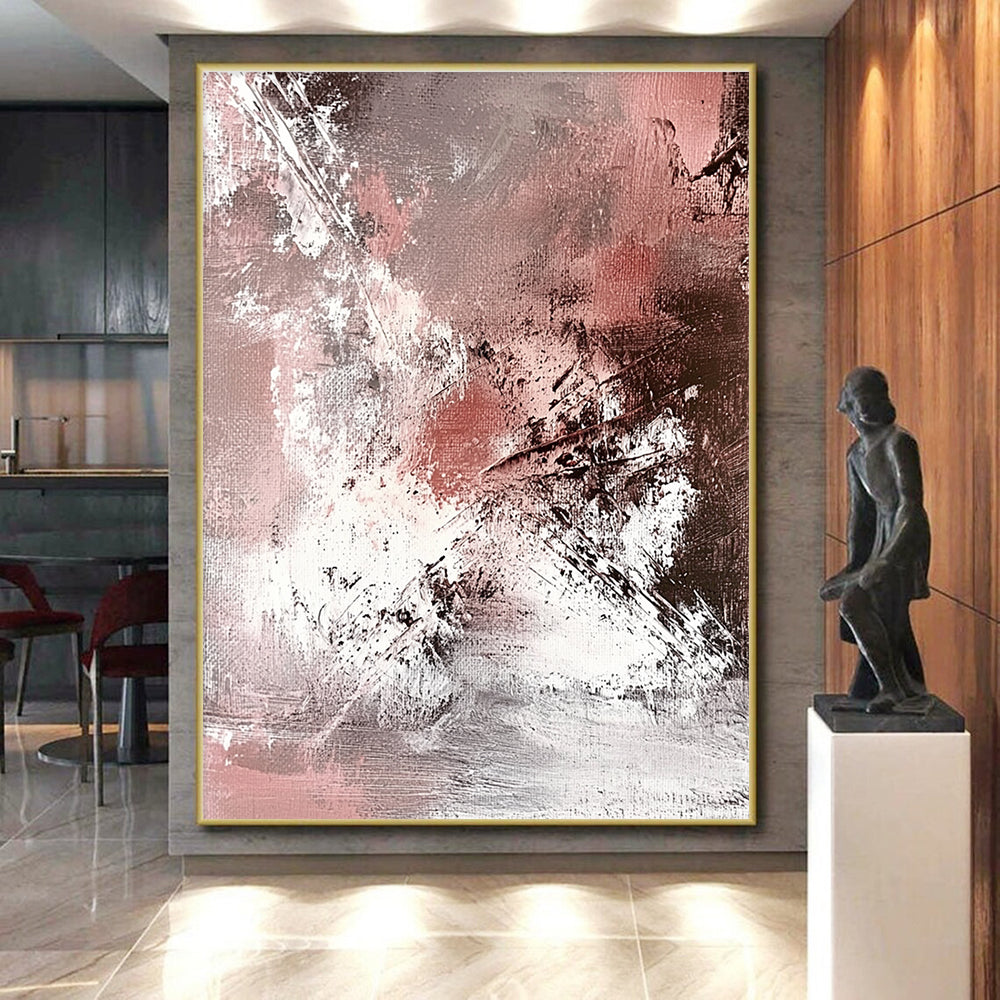 Red and Gray Abstract Painting with Dynamic Textures GER540