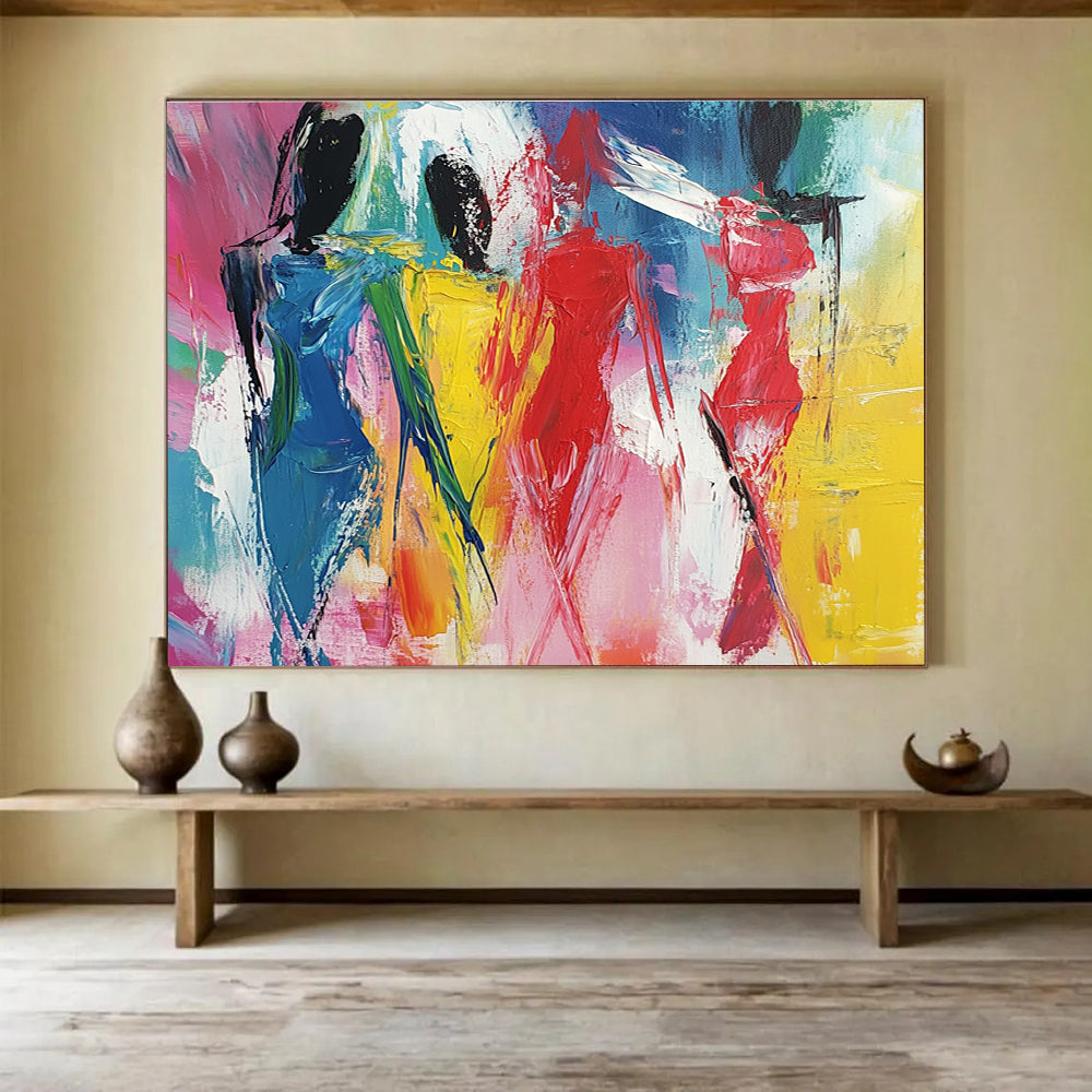 Large abstract painting featuring bold expressive brushstrokes and vibrant colors capturing the essence of expressionism and dynamic shapes.SC188