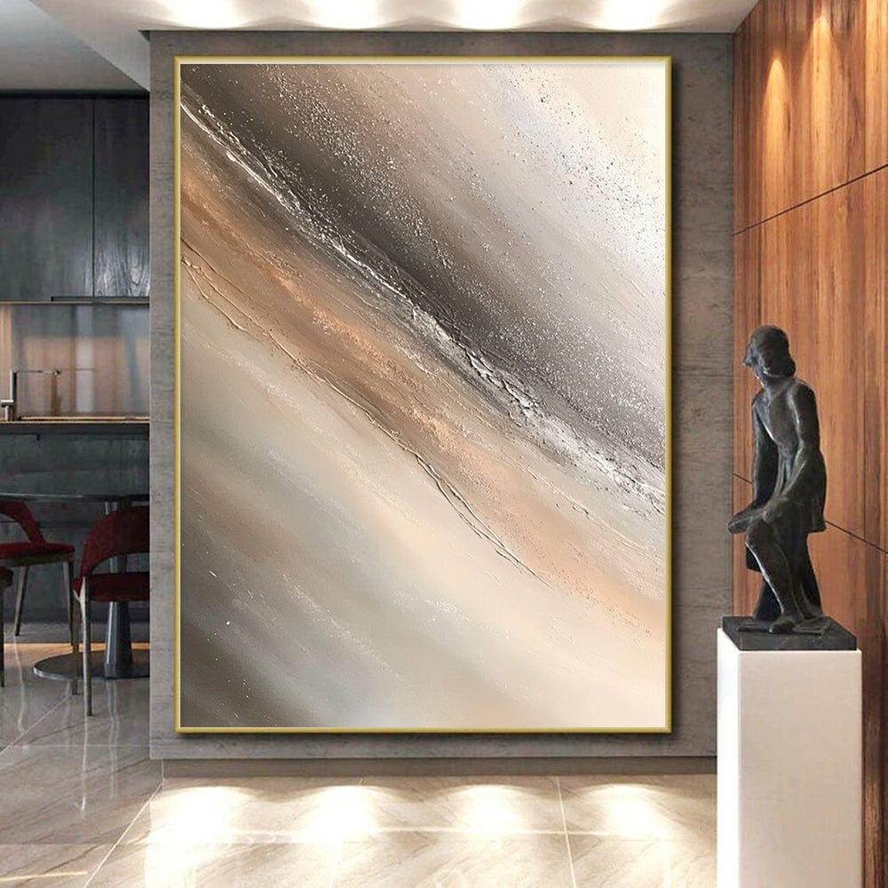 Beige Gray Abstract Painting with Subtle Textures GER794
