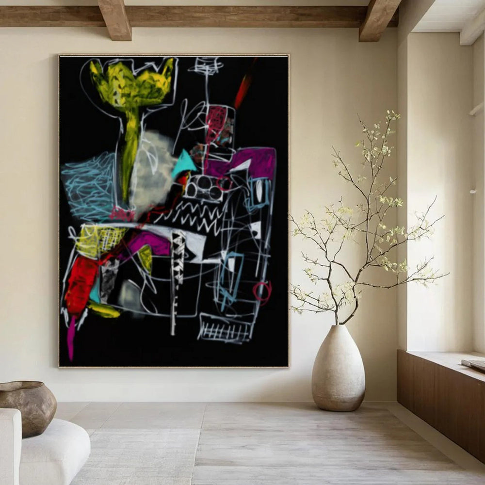 Colorful Abstract Painting on Black Background ADGE294