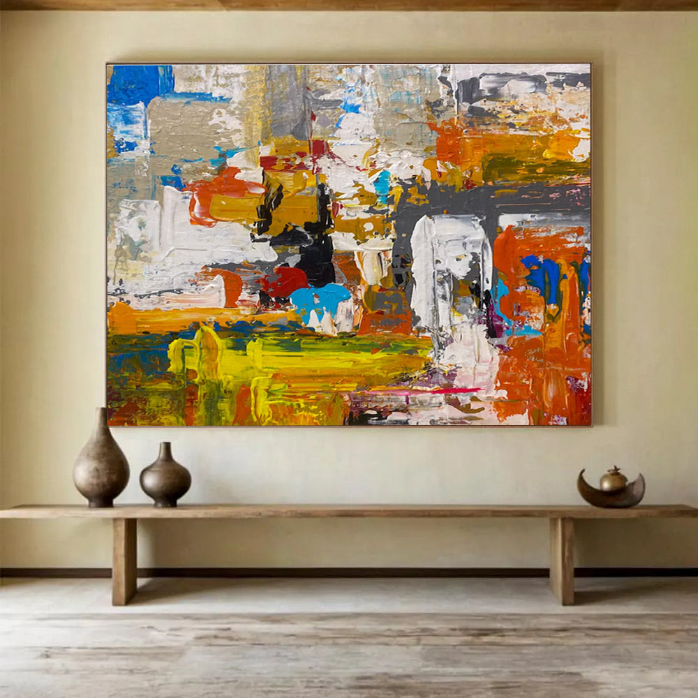 Color Block Abstract Painting with Bold Color Combinations THY335
