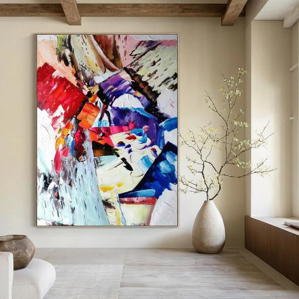 Colorful Abstract Composition Painting with Dynamic Forms ADGE420
