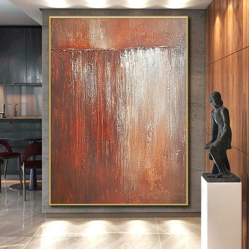 Rust - Colored Abstract Painting with Textured Patina GER137