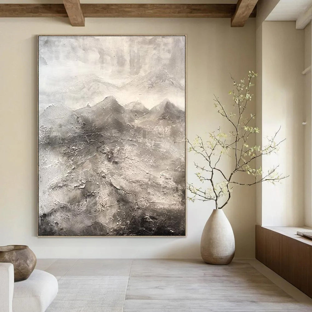 Gray Abstract Mountain Textured Painting ADGE256