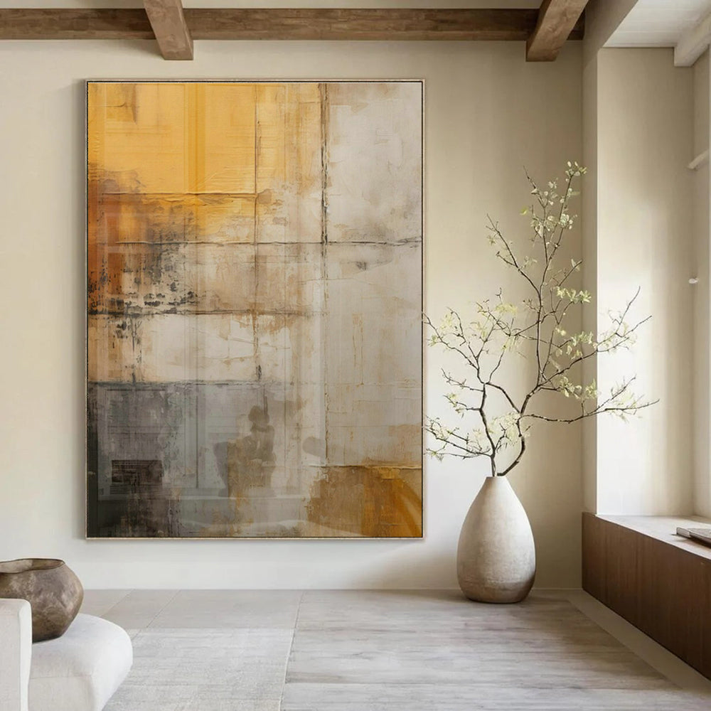 Extra-large Custom Hand-Painted Abstract Canvas for Dining Room Buffet Area and Cottage Office Nook Wall DLZ1954