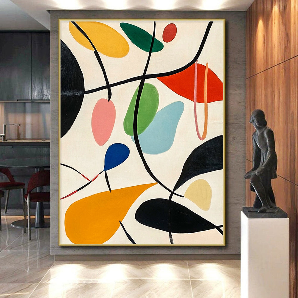 Colorful Leaf - like Abstract Painting with Playful Shapes GER092
