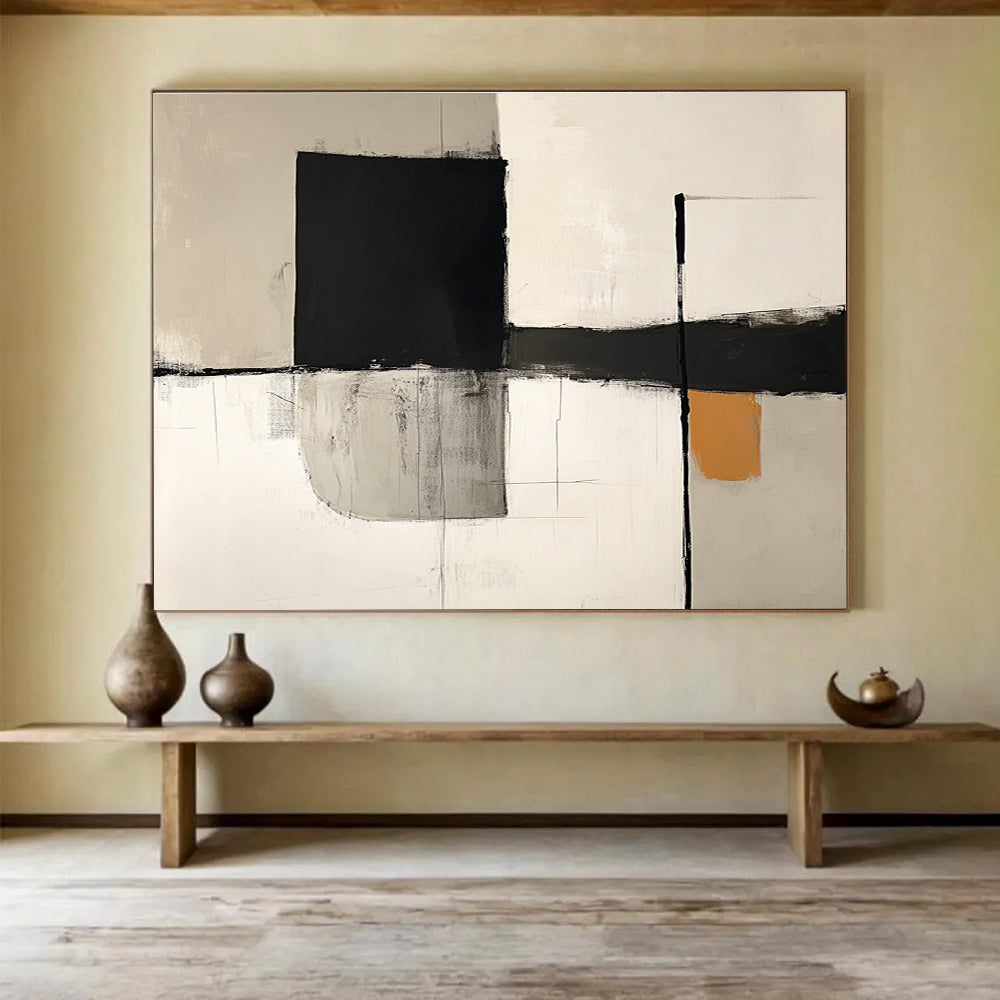 Geometric Black and White Abstract Painting DYP096