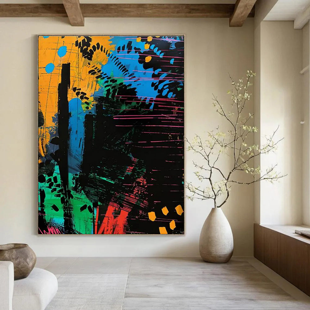 Colorful Abstract Painting with Dynamic Lines and Shapes ADGE096