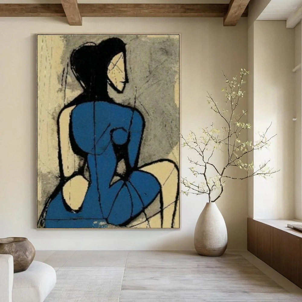 Hand-Painted Abstract Canvas Collage with Mixed Media for Bedroom & Living Room DLZ1424