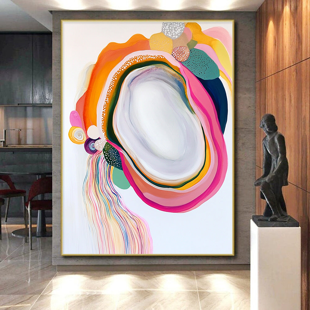 Colorful Agate - Inspired Abstract Painting with Playful Shapes GER587
