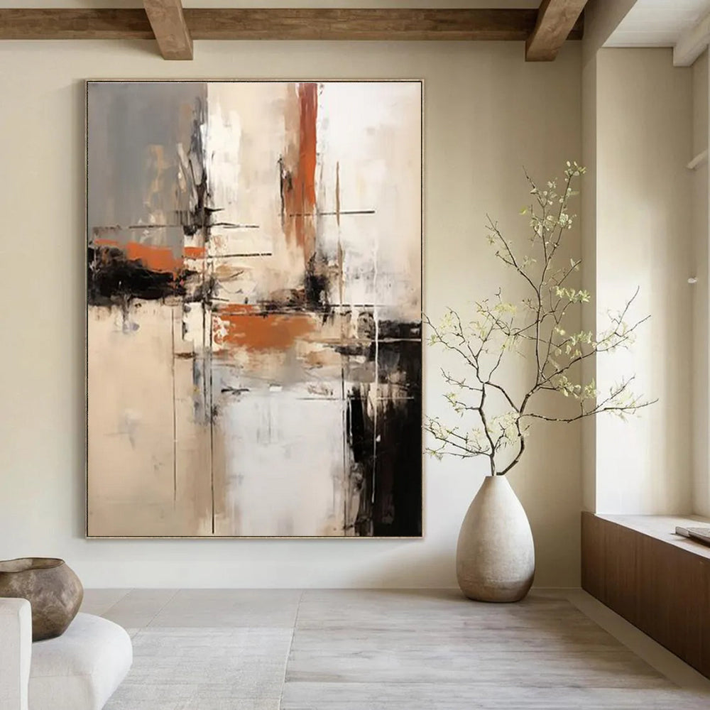 Earth - Toned Abstraction with Gray, Orange, and Beige ADGE112